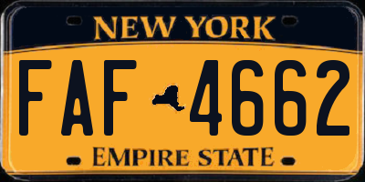 NY license plate FAF4662