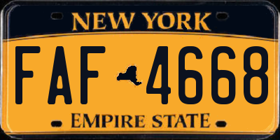 NY license plate FAF4668