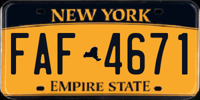 NY license plate FAF4671