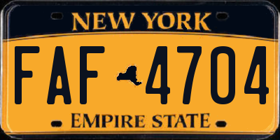 NY license plate FAF4704