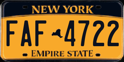 NY license plate FAF4722