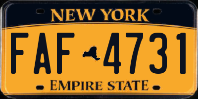 NY license plate FAF4731