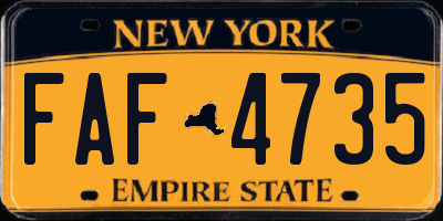 NY license plate FAF4735