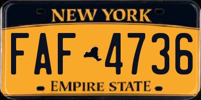 NY license plate FAF4736
