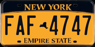 NY license plate FAF4747