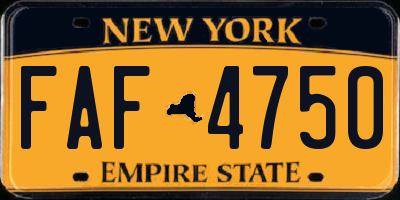 NY license plate FAF4750