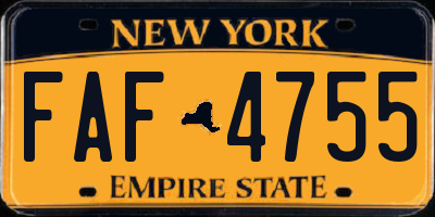 NY license plate FAF4755