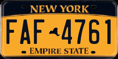 NY license plate FAF4761