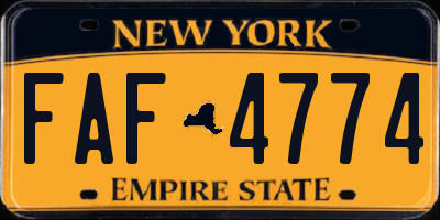 NY license plate FAF4774
