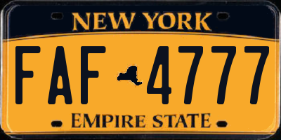 NY license plate FAF4777