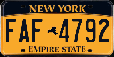 NY license plate FAF4792