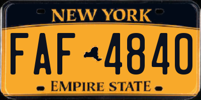 NY license plate FAF4840