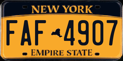 NY license plate FAF4907