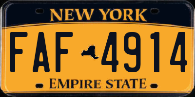NY license plate FAF4914