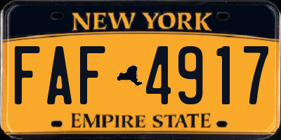 NY license plate FAF4917