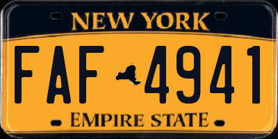 NY license plate FAF4941