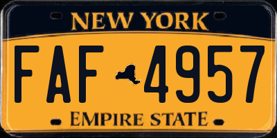NY license plate FAF4957