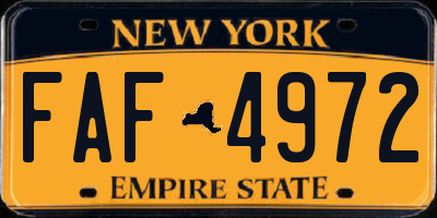 NY license plate FAF4972