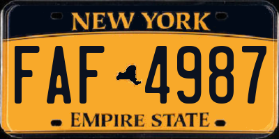 NY license plate FAF4987