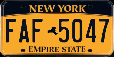 NY license plate FAF5047