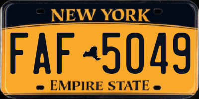 NY license plate FAF5049