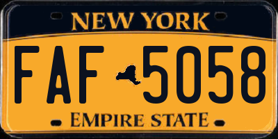 NY license plate FAF5058