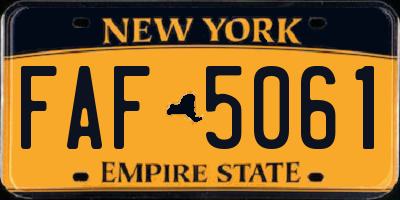 NY license plate FAF5061