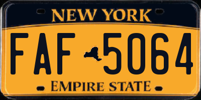 NY license plate FAF5064