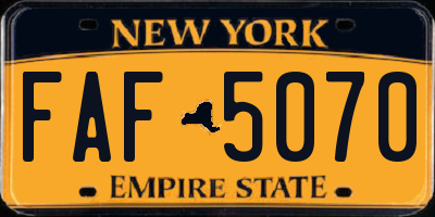 NY license plate FAF5070