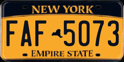 NY license plate FAF5073