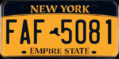 NY license plate FAF5081
