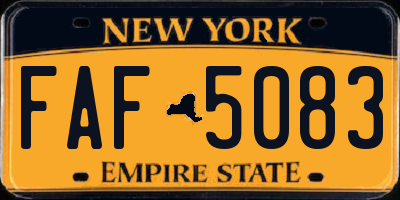 NY license plate FAF5083