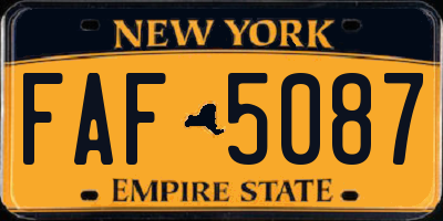 NY license plate FAF5087