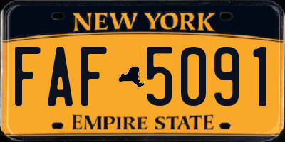 NY license plate FAF5091
