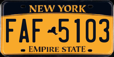 NY license plate FAF5103