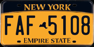 NY license plate FAF5108