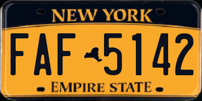 NY license plate FAF5142
