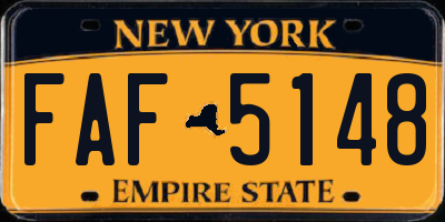 NY license plate FAF5148
