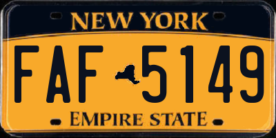 NY license plate FAF5149