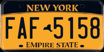 NY license plate FAF5158