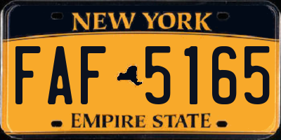 NY license plate FAF5165