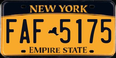 NY license plate FAF5175