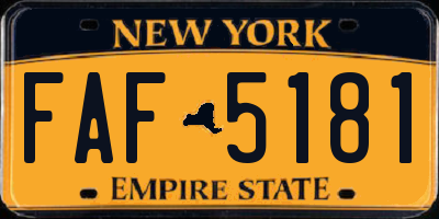 NY license plate FAF5181