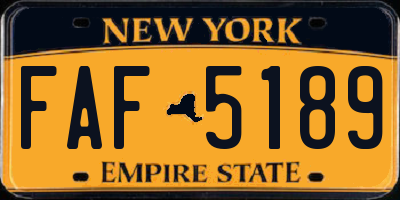 NY license plate FAF5189