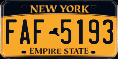 NY license plate FAF5193