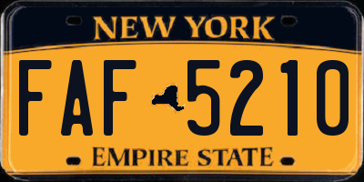 NY license plate FAF5210