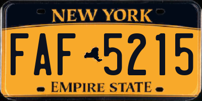 NY license plate FAF5215