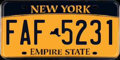 NY license plate FAF5231