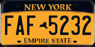 NY license plate FAF5232