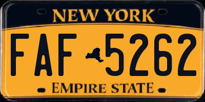 NY license plate FAF5262